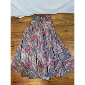 Lara Ethnic Pink Paisley Palazzo Wide Leg Pants OS